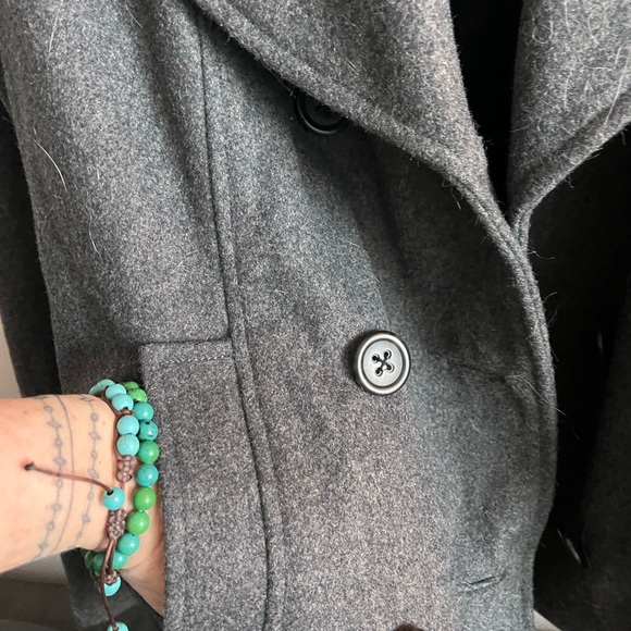 Merona Women’s Winter Pea Coat Double Breasted Wool Blend Gray - Picture 7 of 11